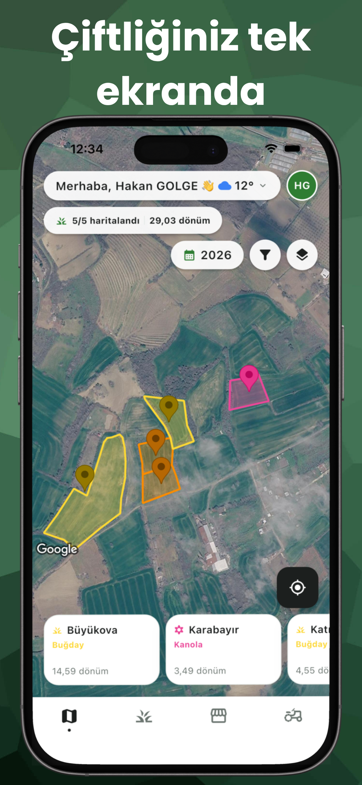 Çiftliğim farm field management app screenshot